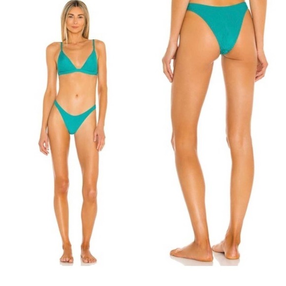 Vitamin A Ecorib California Bikini Bottom High Cut Leg Blue Women's Size XS NWOT - Picture 1 of 8